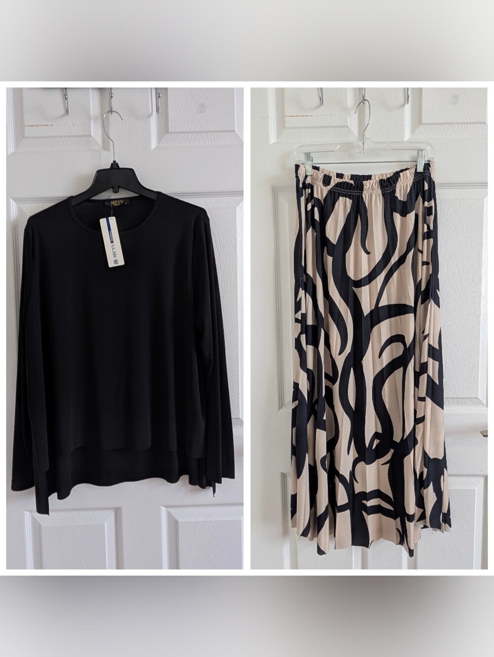 NWT Elegant Set Maxi Pleated Skirt & Top Set Abstract Print